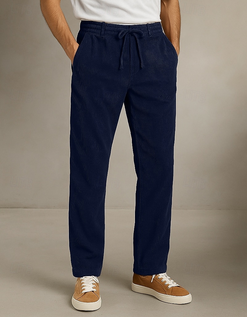 Per uomo Pantaloni in velluto a coste Pantaloni Pantaloni Eleganti Pantaloni Larghi Coulisse Tasca Frontale Semplice Comodità Lunghezza intera All'aperto Casa Feste Vacanza Moda Nero Blu marino del 2025 a $23.99 –P5