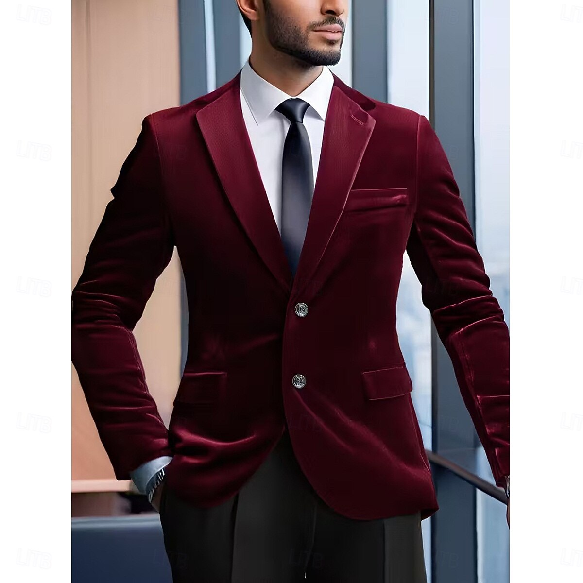 Uomo Abiti da lavoro Casuale Feste Nero Borgogna Autunno Tuta Bavero classico Casual Formale Tinta unita Vestibilità aderente 2 pezzi Monopetto Due Bottoni del 2026 a $99.99 –P8
