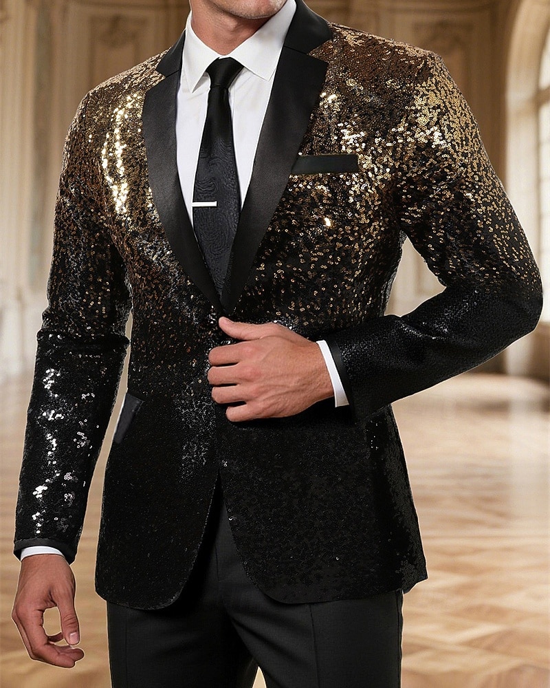 رجالي سترة عمل حفلة كوكتيل حفلة الزفاف موضة كاجوال الربيع الخريف بوليستر تدريجي ترتر جيب مريح صدر فردي سترة رياضية أزرق أرجواني ذهبي أخضر 2025 - $84.99 –P6