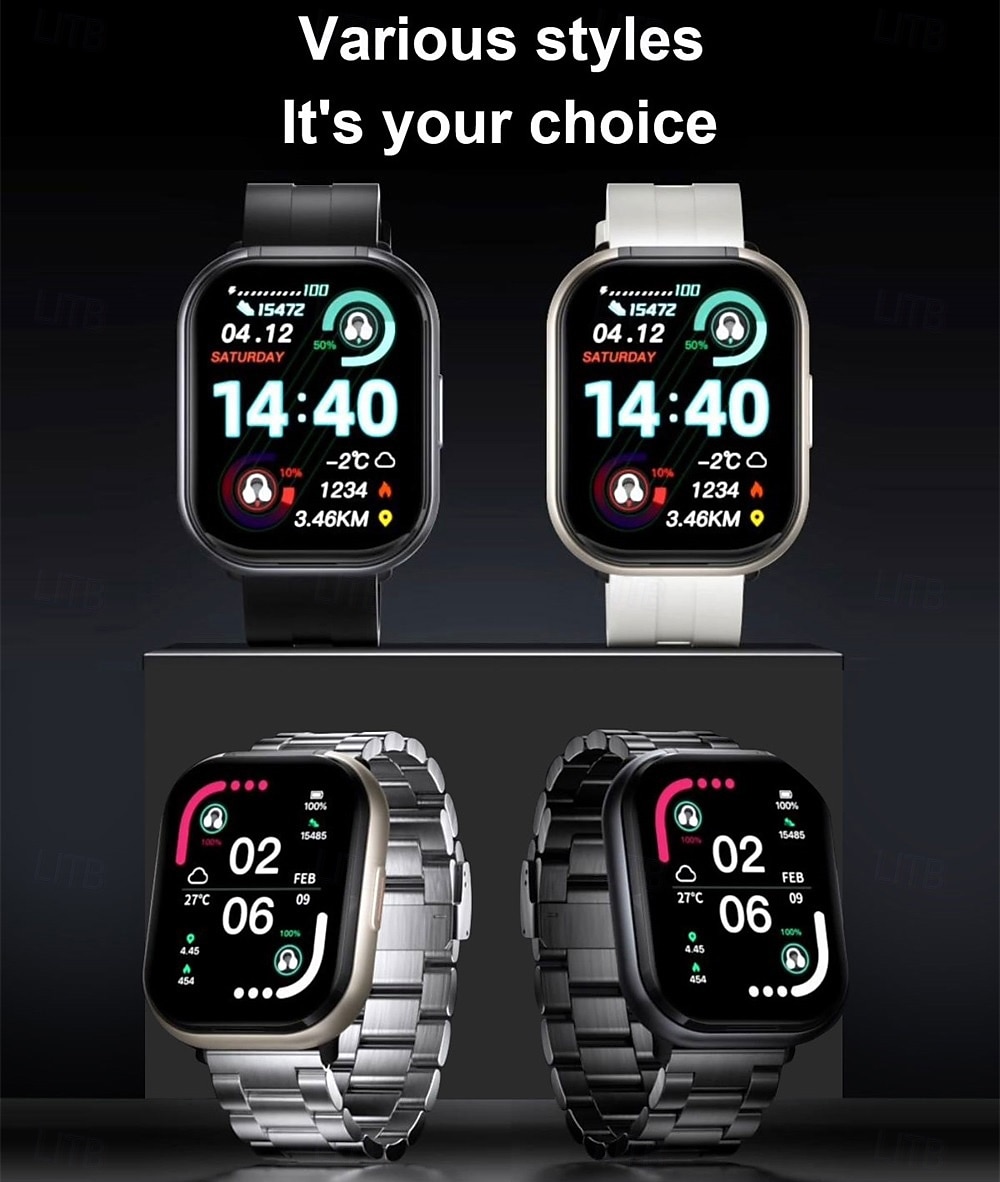 TWSD12 Smart Watch 2.01 inch Smartwatch Fitness Running Watch Bluetooth Temperature Monitoring Activity Tracker Sedentary Reminder Compatible with Android iOS Women Men Long Standby Hands-Free Calls 2025 - $55.99 –P15