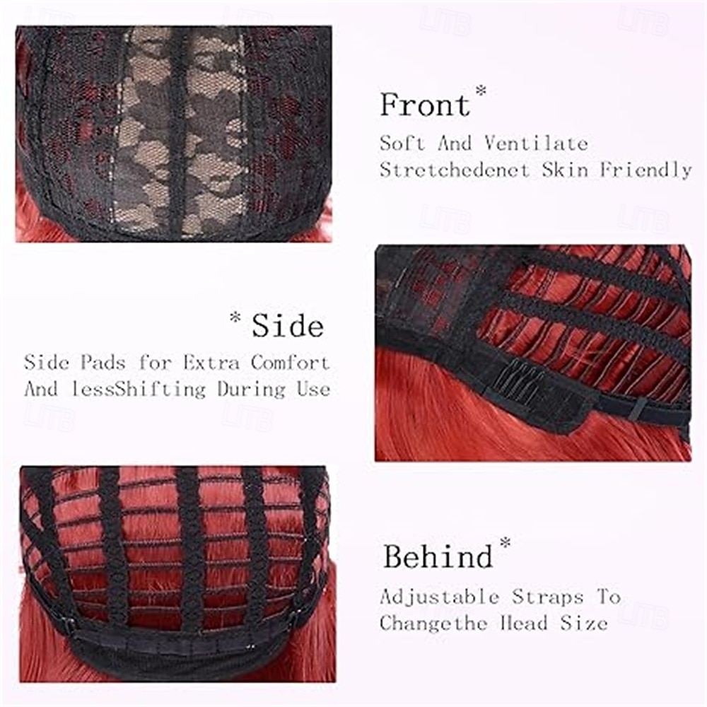 2026年 白人女性向けレッドボブウィッグ - 12インチのショートボブウィッグ（前髪付き）、ナチュラルファッション合成ウィッグ、カラフルな合成毛、日常のコスプレやハロウィンに最適  コレクション – $15.99 –P4