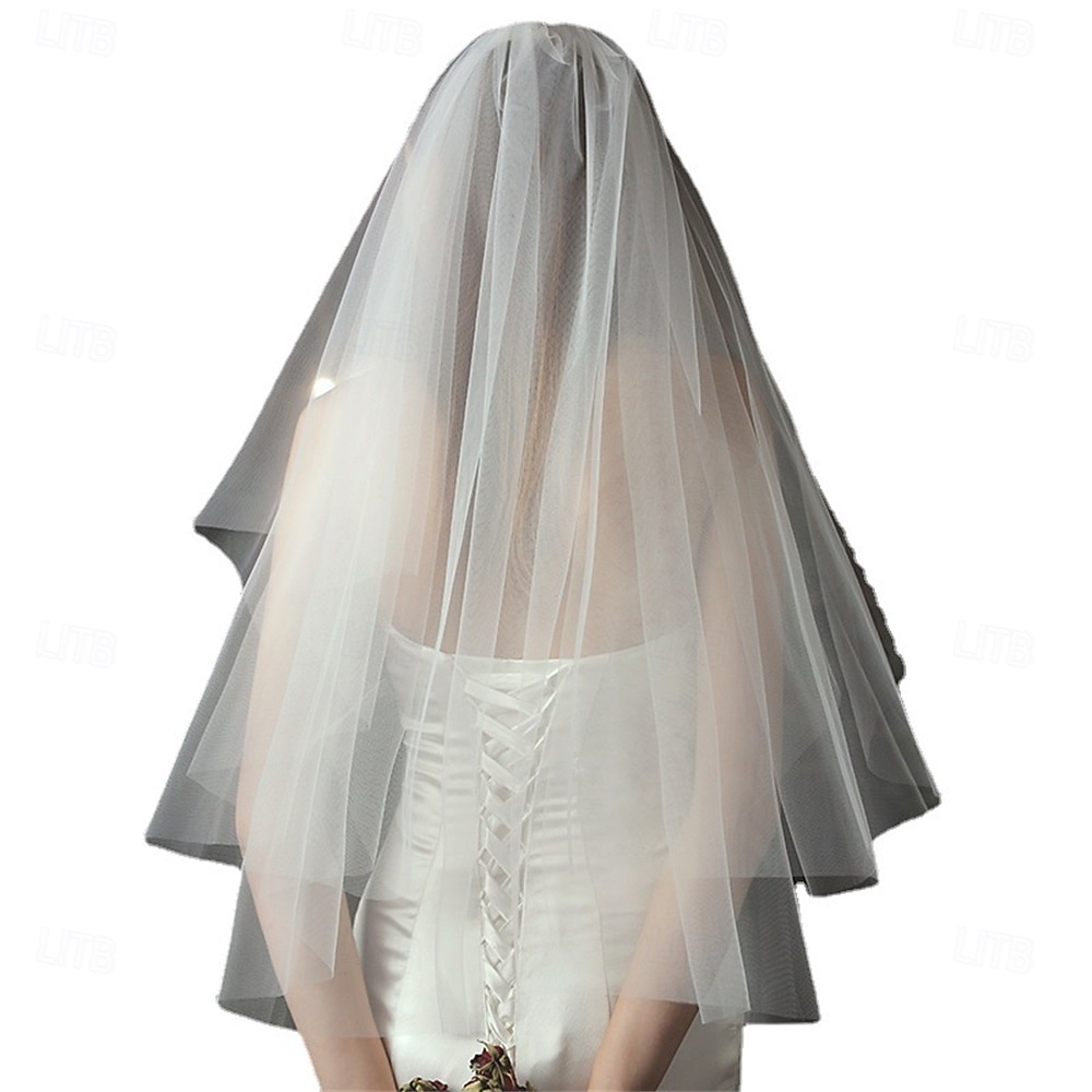 Einstufig Zeitgenössisch / Stilvoll / Klassicher Stil Hochzeitsschleier Ellbogenlange Schleier mit Kamm mit  Blumen / Unifarbe 85 cm Tüll 2025 - $14.99 –P7