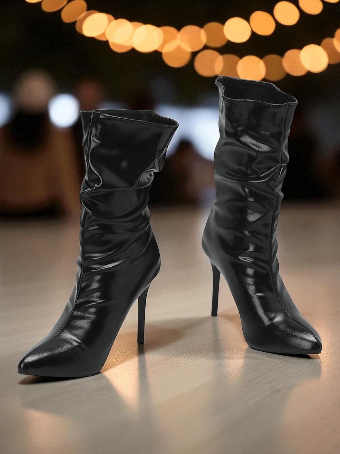 Bottines souples en similicuir noir pour femme - Chaussures de soirée à bout pointu et talon aiguille haut pour la vie nocturne et les soirées en boîte de 2025 ? $54.99 –P5