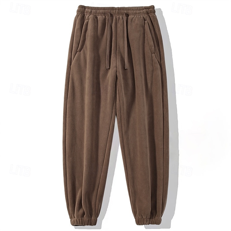 Herren Jogginghose Fleecehose Hose Winterhose Kordelzug Tasche Elastischer Bund Einfach Komfort Warm Sport im Freien Täglich Mode Lässig Schwarz Khaki Mikroelastisch 2026 - $28.99 –P2