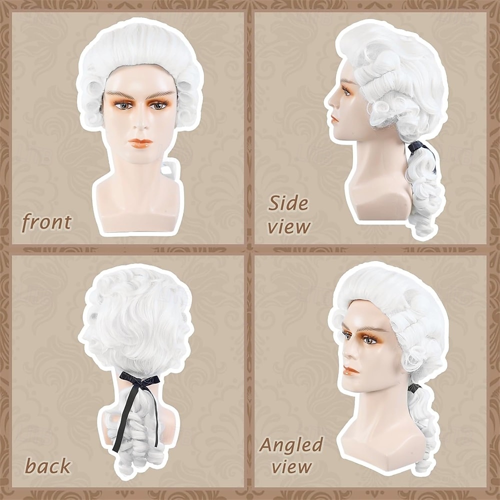 Colonial Judge Wig 18th Century Powdered Wavy Wig for Men Adult  George Washington Costume Wig 2026 - $26.99 –P5