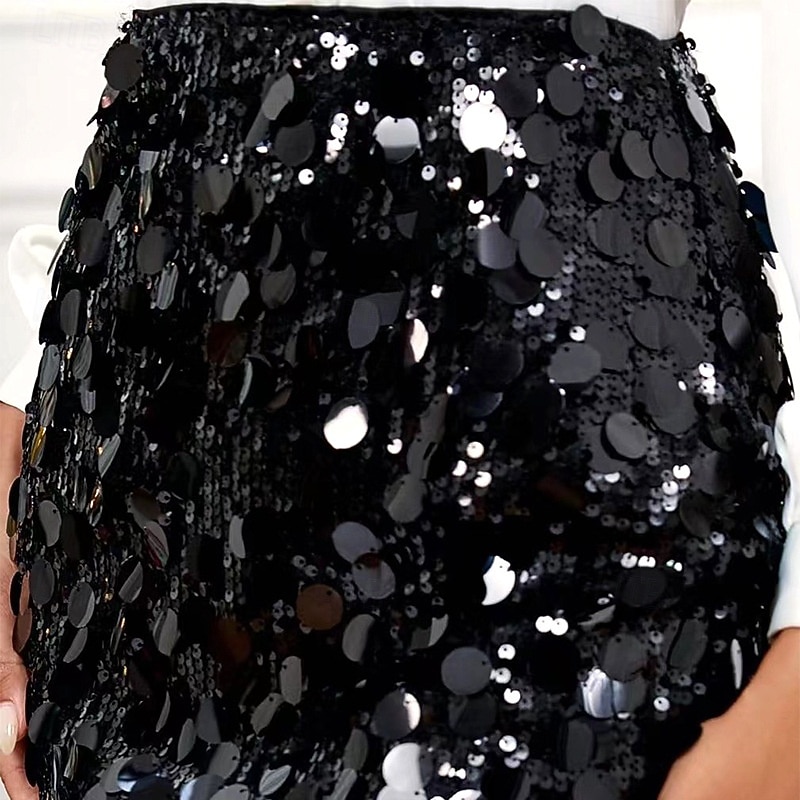 Pentru femei Fustă Bodycon Modă Sclipici Strălucitor & Sclipitor Mini Talie Înaltă Fuste Simplu Paiete Micro-elastic Petrecere Stradă Bleumarin Negru Șampaniu Roz Îmbujorat Primăvară Poliester 2025 - $36.99 –P6