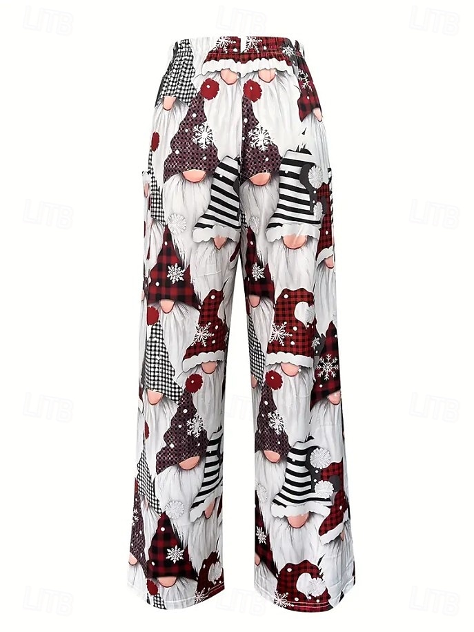 Per donna Gamba larga Chinos Essenziale Casual Lunghezza intera Vita AltaPantsNatale Grafico Babbo Natale Astratto Fascia Elastica Inelastico Formale Vacanza Streetwear Rosa chiaro Marrone scuro del 2025 a $36.99 –P3