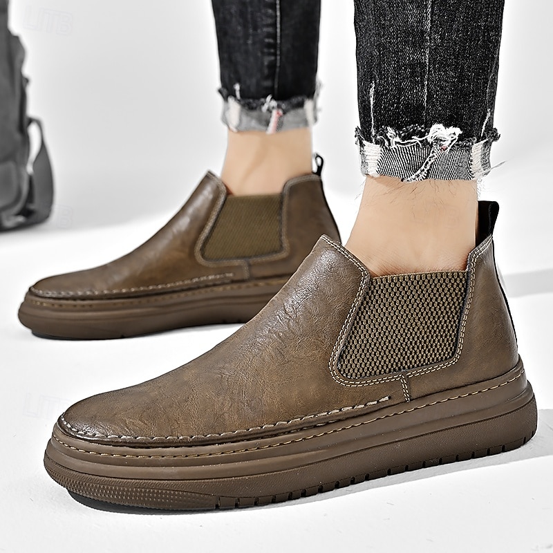 Baskets Chelsea grises à enfiler pour homme – Mocassins décontractés à tige basse avec empiècements latéraux élastiques pour un usage quotidien, les déplacements et les tenues décontractées de 2025 ? $54.99 –P6