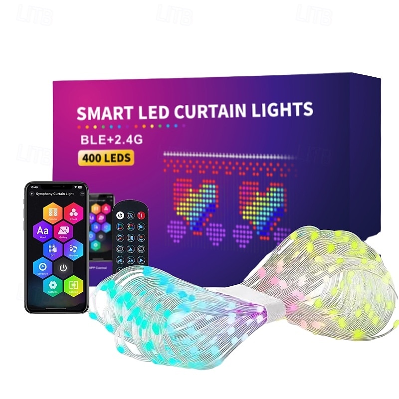 chytré LED záclonové světýlka, LED záclonové světýlka měnící barvu, dynamické DIY záclony s vílími řetězci do ložnice, pozadí, párty, interiéru, exteriéru (aplikace, dálkové ovládání) 2026 - $105.31 –P4