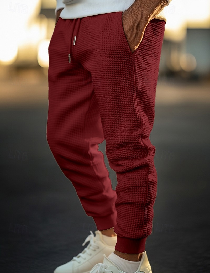 Per uomo Nido d'ape Pantaloni da tuta Joggers Pantaloni Pantaloni casual Coulisse Tasca Frontale Semplice Comodità Lunghezza intera All'aperto Casa Quotidiano Moda Streetwear Nero Bianco Elasticizzato del 2026 a $20.99 –P6