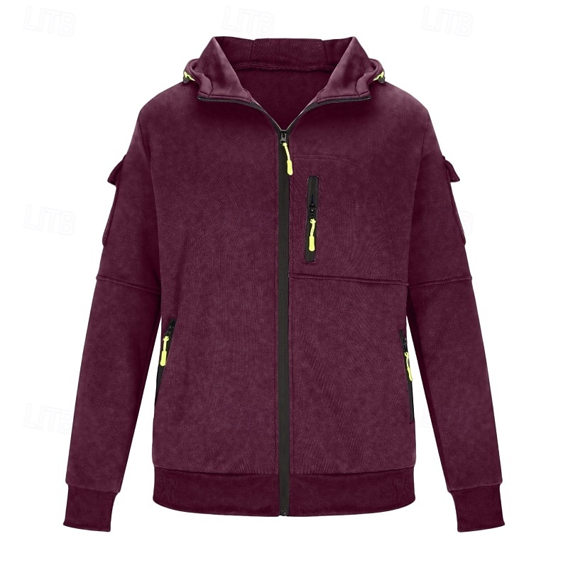 Hombre Sudadera Sudadera con capucha y cremallera completa Sudadera táctica con capucha Rojo tinto Negro Blanco Verde Ejército Rojo Con Capucha Plano Cremallera Deporte Casual Diario Ropa de calle 2025 - $27.99 –P5