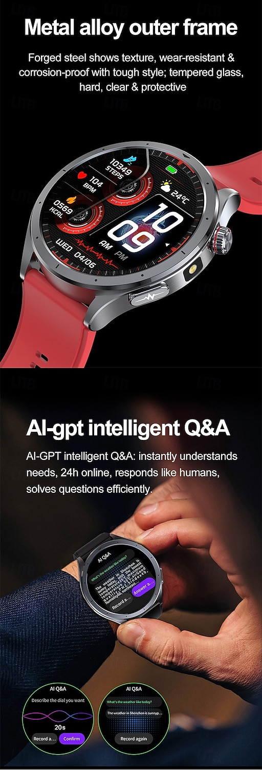 iMosi ET472 Reloj inteligente 1.53 pulgada Smartwatch Reloj elegante Bluetooth ECG + PPG Podómetro Recordatorio de Llamadas Compatible con Android iOS Mujer Hombre Llamadas con Manos Libres 2025 - $62.99 –P3