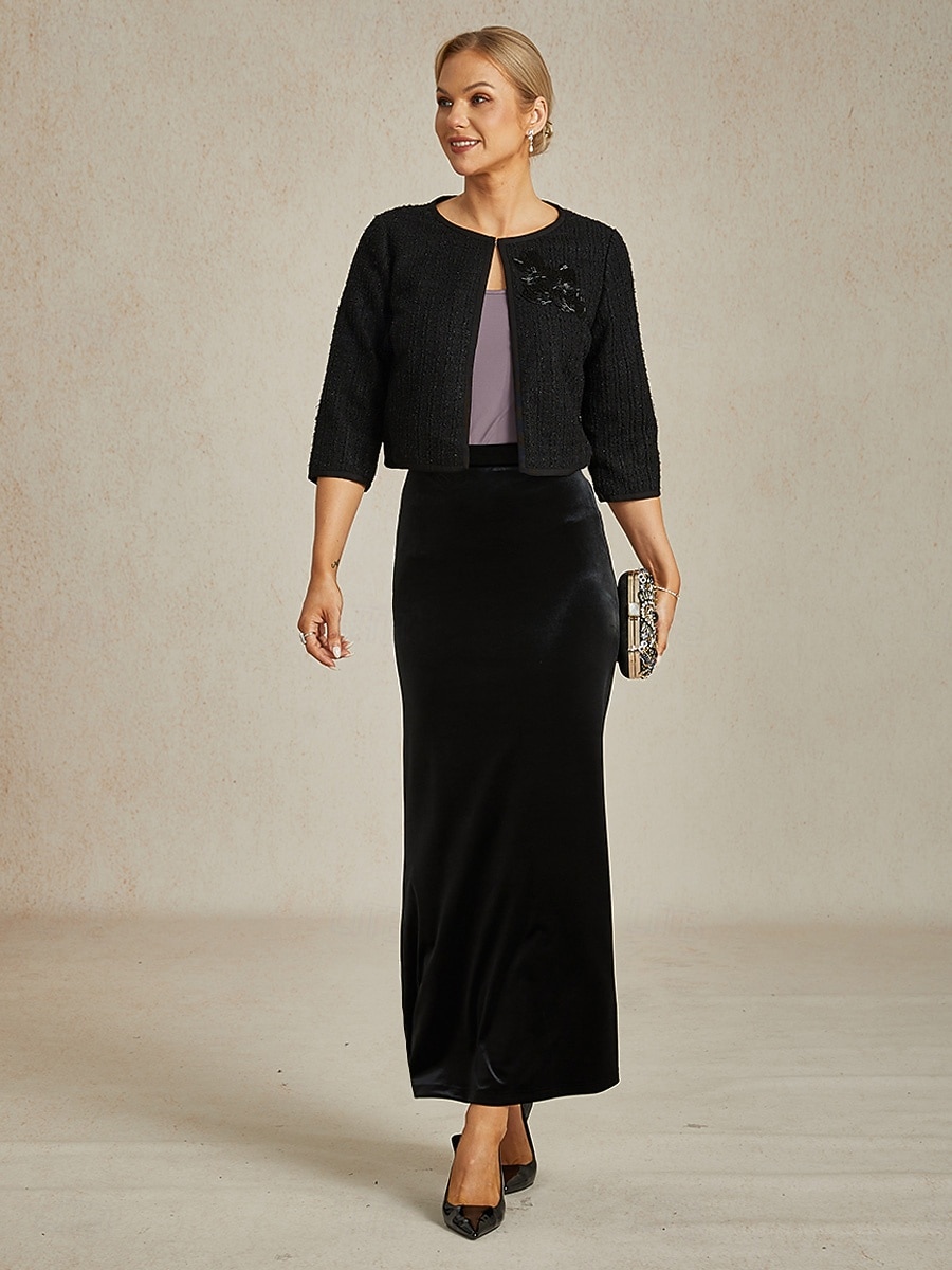 Pentru femei Jachetă Palton Cald Ștrasuri Elegant Oficial Petrecere Invitat la nunta Muncă Scurt Crewneck Fit regulat Manșon Lung Îmbrăcăminte exterioară Negru Primăvară Toamnă 2026 - $22.49 –P7