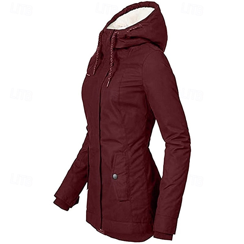 Femmes Manteau d'Hiver Veste à Capuche Chaud Confortable Fermeture éclair Avec Poches Occasionnel Uni Extérieur Vacances Tenue quotidienne Week-end Régulier À capuche Coupe régulière manche longue de 2025 ? $53.99 –P9