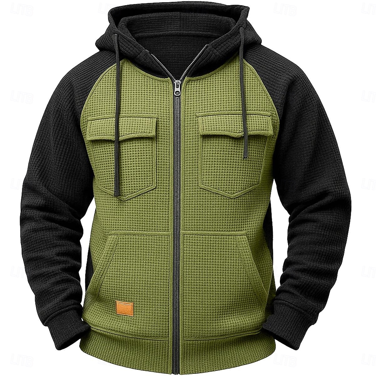 Hombre Sudadera Sudadera con capucha y cremallera completa Sudadera con capucha y diseño de gofres Sudadera táctica con capucha Táctico Verde Ejército Azul Marino Marrón Caqui Gris Con Capucha Plano 2025 - $32.99 –P2