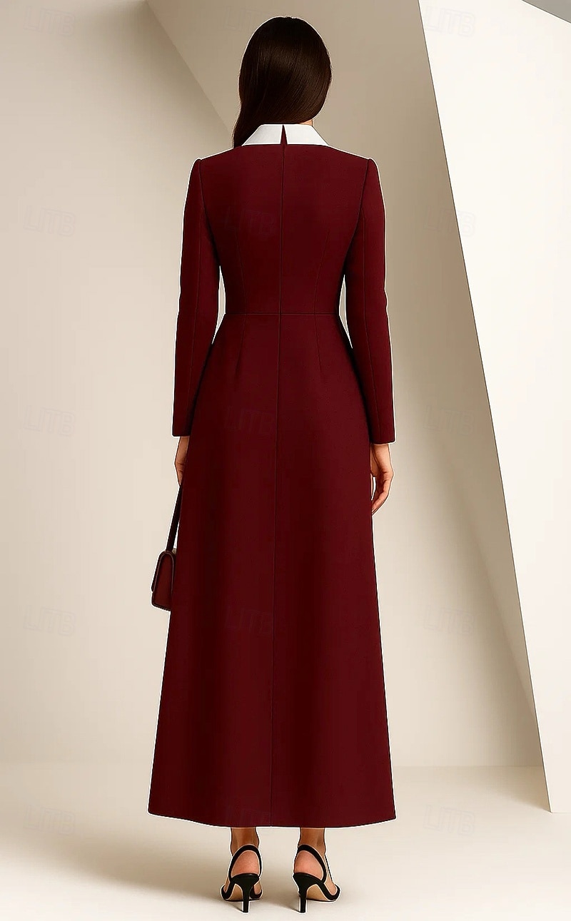 abito da smoking a trapezio, tubino, formale, blazer, invitato a nozze, in crêpe elasticizzato, elegante, manica lunga, lunghezza al pavimento, revers a lancia, colletto doppiopetto del 2025 a $169.99 –P2