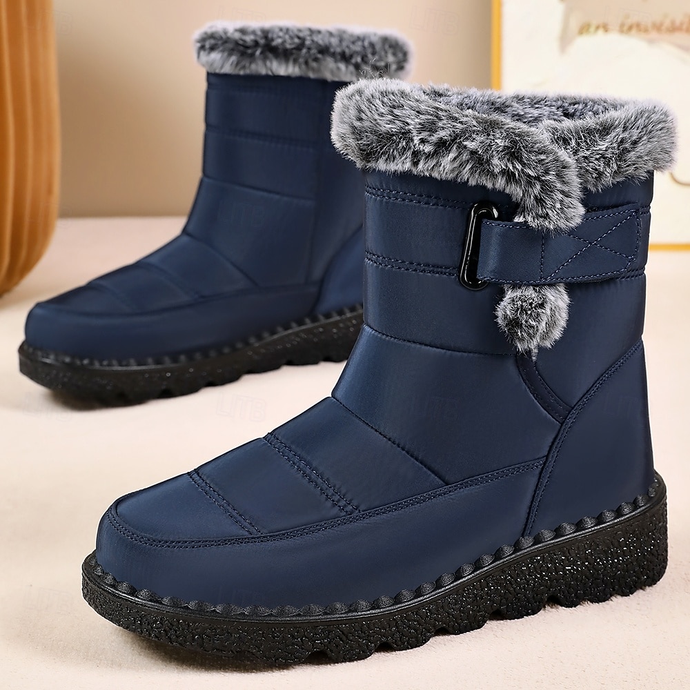 Mujer Botas Botas de nieve Diario Tacón Plano Dedo redondo Casual Satén Mocasín Vino Negro Azul 2026 - $32.99 –P4