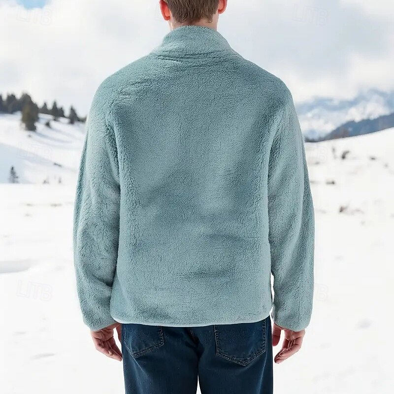 Муж. Зимняя куртка Флисовая жилетка Пальто тедди Отпуск Повседневные Сохраняет тепло Карман Флис Зима Полотняное плетение Мода Уличный стиль Воротник-стойка Обычная Черный Синий Темно-синий Серый 2026 - $22.99 –P6