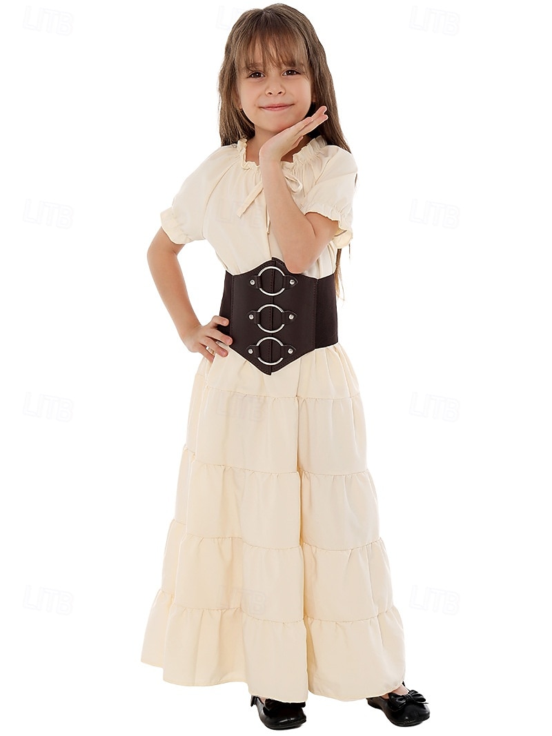 Retro Vintage Mittelalterlich Renaissance Taillengürtel Tunikakleid Pirat Wikinger Kostüm Mädchen Vikinger Seeräuber Halloween Karneval Leistung Party LARP Kinder Kleid Gürtel 2026 - $38.99 –P4