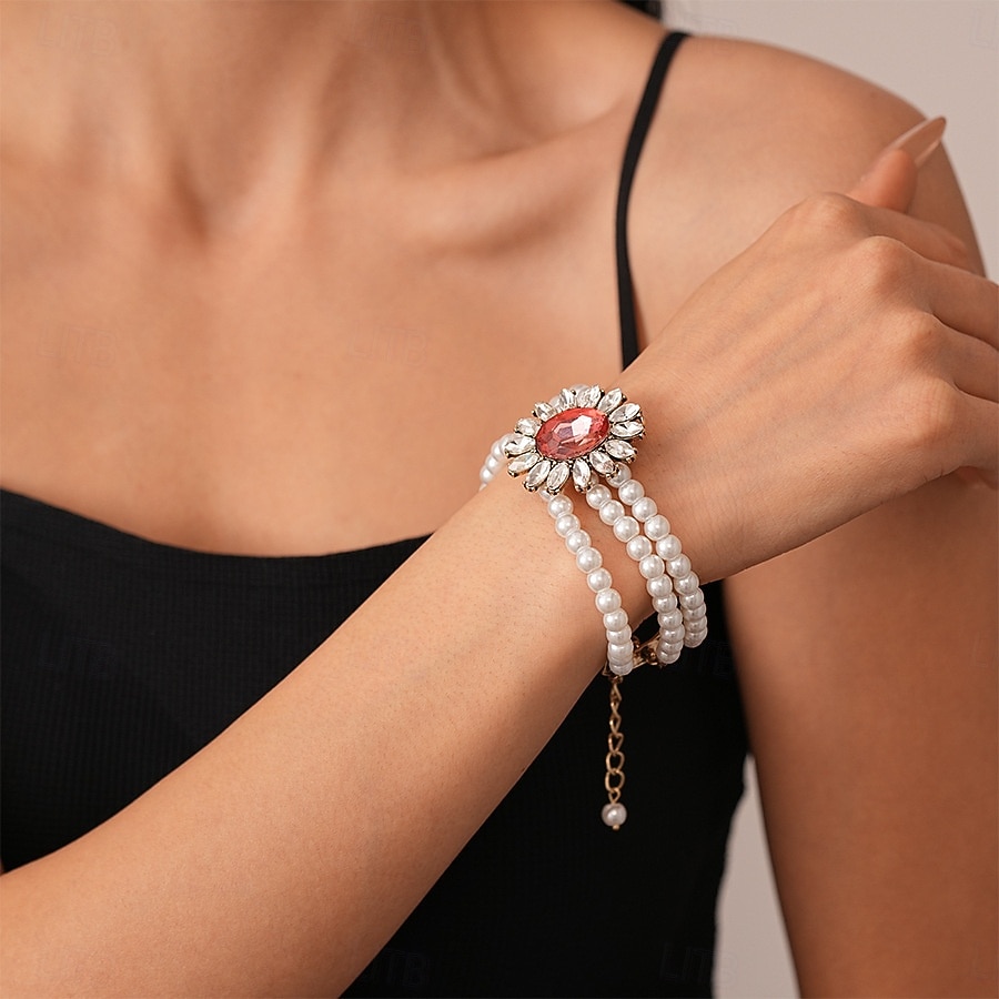 Women's Pearl Jewelry Set with Earrings, Necklace and Bracelet - Elegant Vintage Style Accessories with Crystal Accents for Ballroom Party, Wedding and Formal Events 2025 - $18.99 –P3