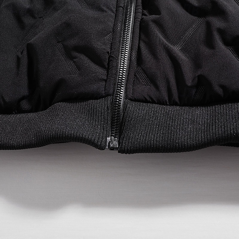 Men's Winter Jacket Quilted Jacket Fleece Jacket Parka Pocket Polyster Fleece lined Vacation Daily Wear Date Regular Fashion Casual Comfortable Thermal Warm Fall Winter Solid / Plain Color Black 2026 - $34.99 –P11