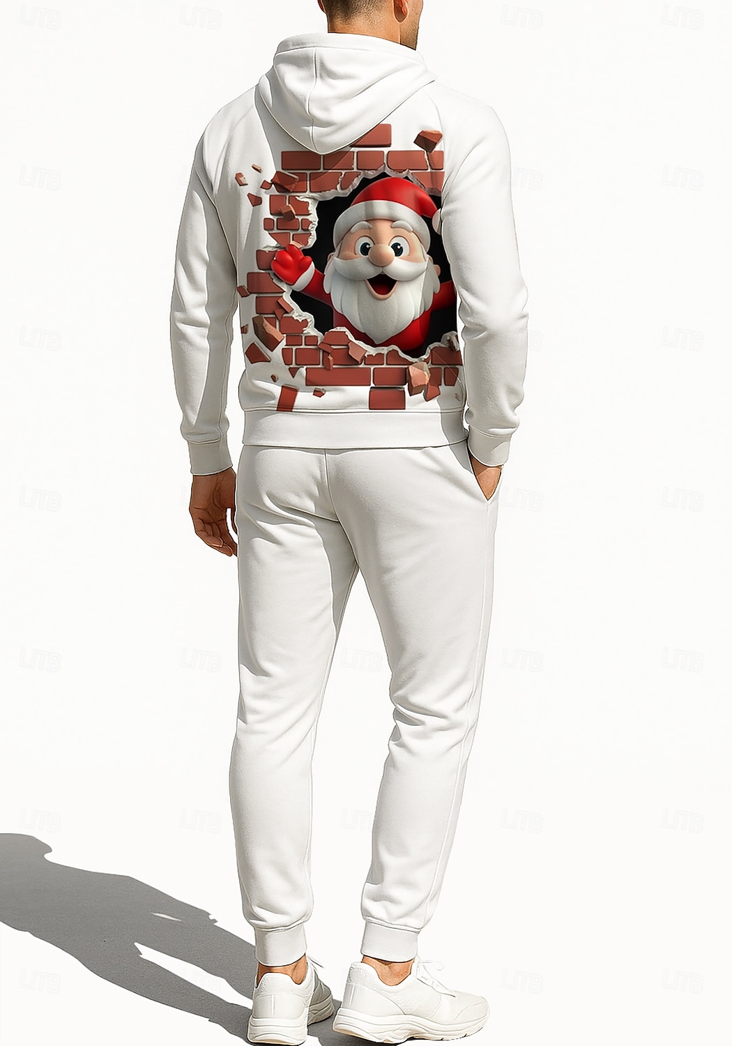 Natale Per uomo Felpa con cappuccio Tuta da Ginnastica Felpa con cappuccio con zip Coulisse Tasche Pantaloni Felpa con Cappuccio Felpa Autunno Bianco Rosso Allenamento in Palestra Casuale del 2025 a $41.99 –P2