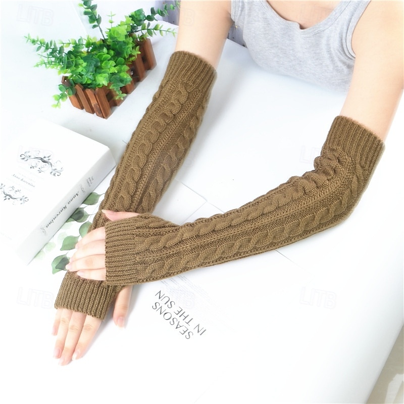 Naisten pitkät talvineulehihat, kynnettömät akryylikäsineet, lämpimät kädettömät neuleet syksyyn ja talveen, pitkät hihanlämmittimet 2026 - $10.99 –P1