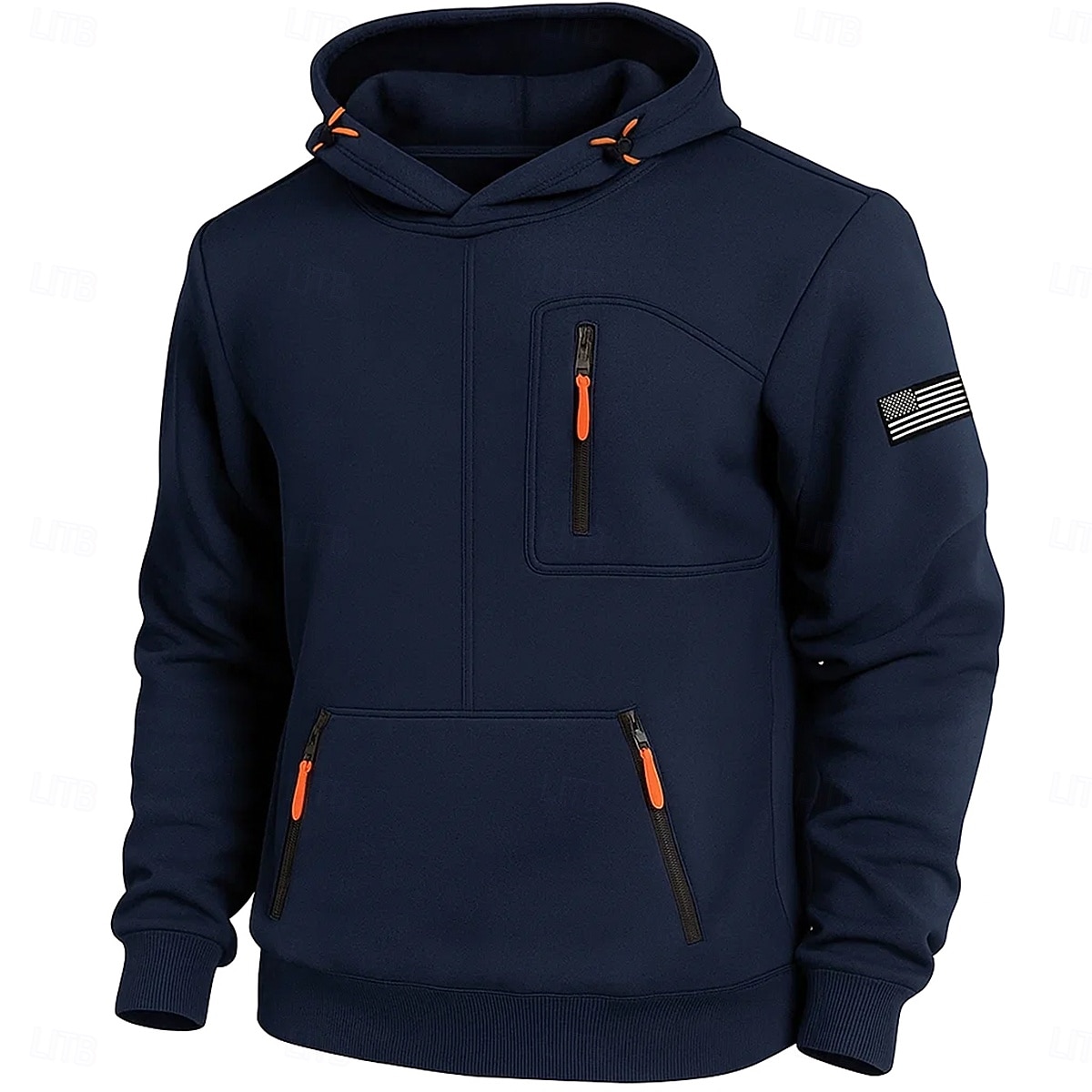 Hombre Sudadera Sudadera Con Capucha Sudadera táctica con capucha Negro Verde Ejército Azul Marino Gris Claro Con Capucha Plano Bandera estadounidense de los Estados Unidos Cremallera Deporte Casual 2025 - $23.99 –P5
