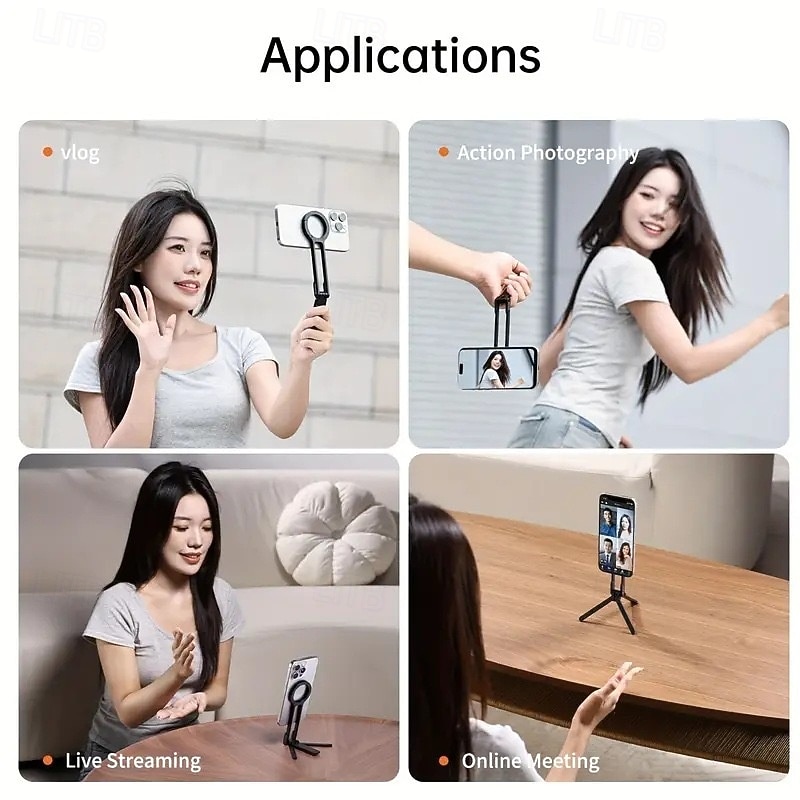 Trépied magnétique puissant pour iPhone, nouveau support de trépied portable 2025 pour iPhone 16/15/14/13/12 Plus Pro Max, rotation à 360 degrés pour trépieds pour activités de plein air de 2025 ? $19.99 –P5