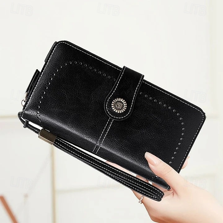 rfid antimagnetisk lång plånbok för kvinnor med dragkedja i läder med stor kapacitet, snygg kreditkortshållare med bifold-organisatör, modern handväska för dagligt bruk 2026 - $25.99 –P6