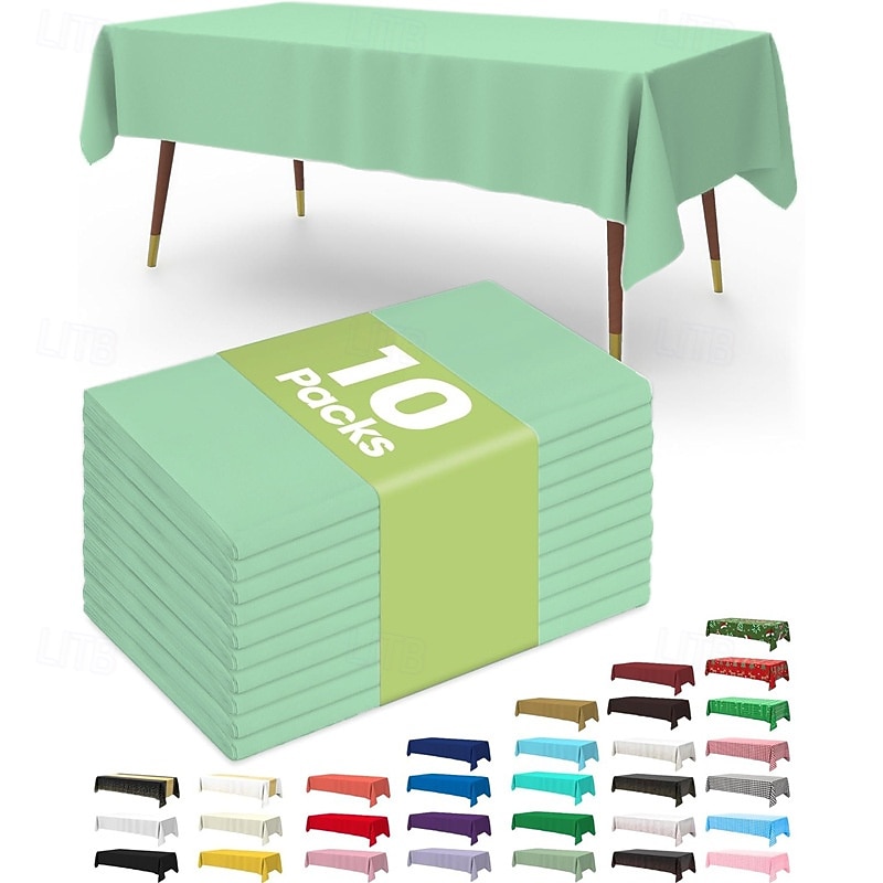Paquete de 10 manteles desechables de plástico de 54 x 108 pulgadas para fiestas, picnics y bodas, decorativos, rectangulares, con cubierta de plástico blanca, a prueba de fugas. & robusto 2026 - $19.99 –P13