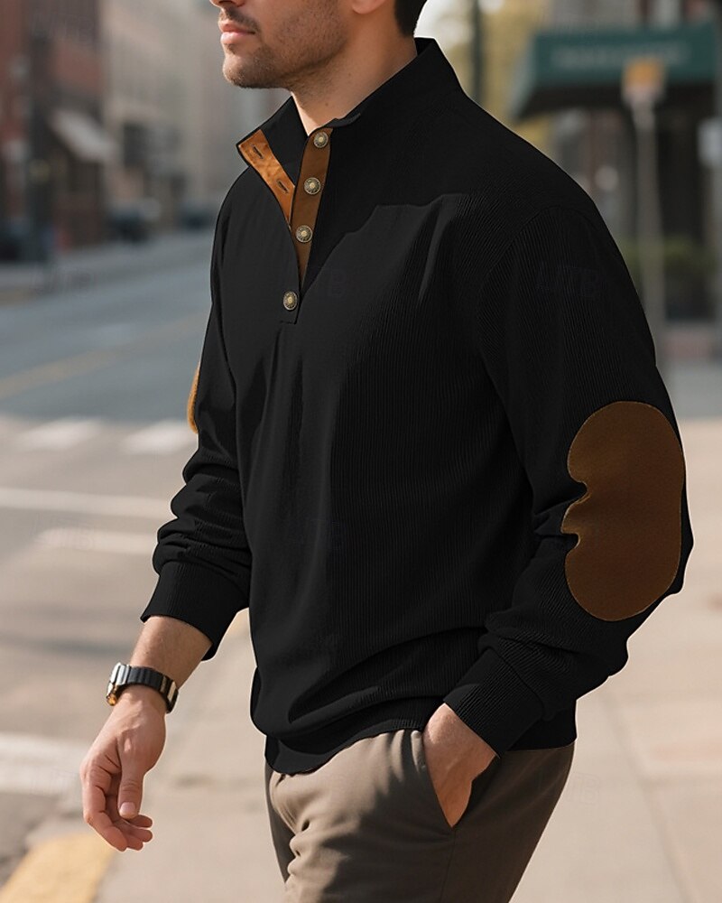 Homens Moletom Preto Verde Claro Verde Tropa Azul Marinha Azul Henley Bloco de cor Patchwork Desportos e Ar livre Diário Feriado Poliéster Roupa de rua Básico Casual Primavera Outono Roupa Moletons de 2025 por $24.99 –P17