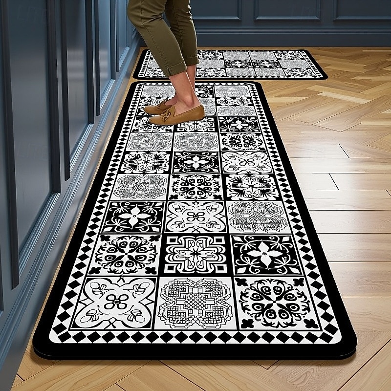 Kuchyňské běhouny, jednoduché moderní domácí kuchyňské rohožky, křemelina, savá, odolná proti olejům, rychleschnoucí, odolná proti skvrnám, snadná údržba, řezatelné, protiskluzové, koberce do vchodu, 2025 - $7.49 –P4