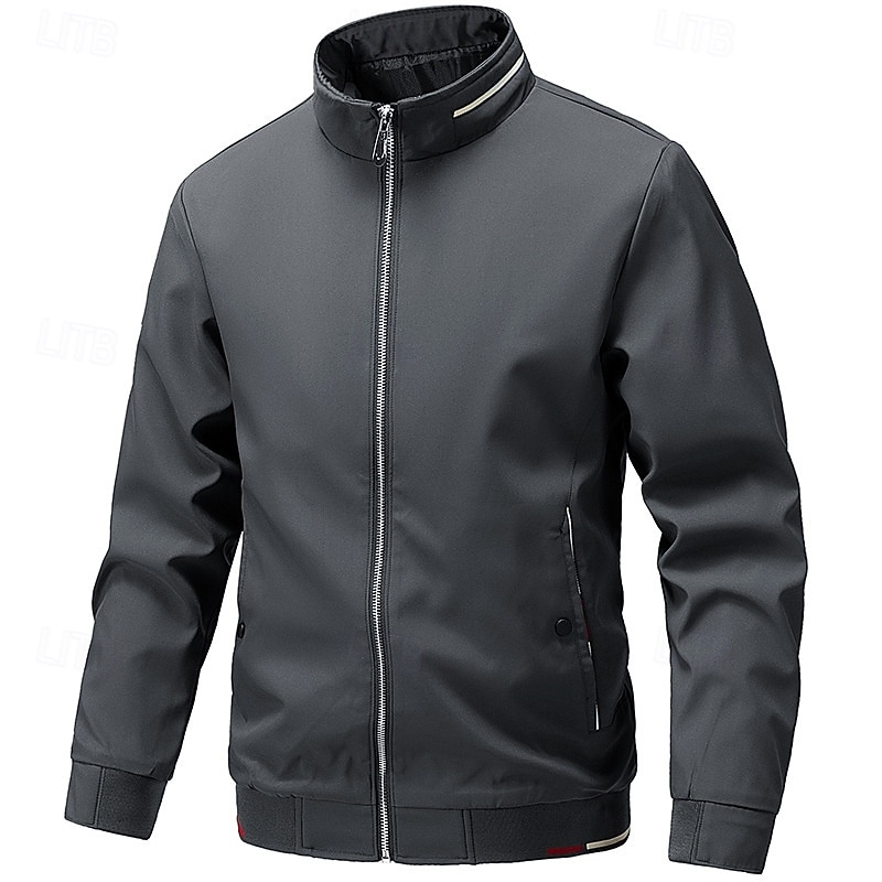 Homens jaqueta leve Jaqueta casual Férias Diário Bolsos Outono Inverno Tecido Moda Clássico Colarinho Chinês Padrão Preto cáqui Cinzento Casaco de 2025 por $29.99 –P1