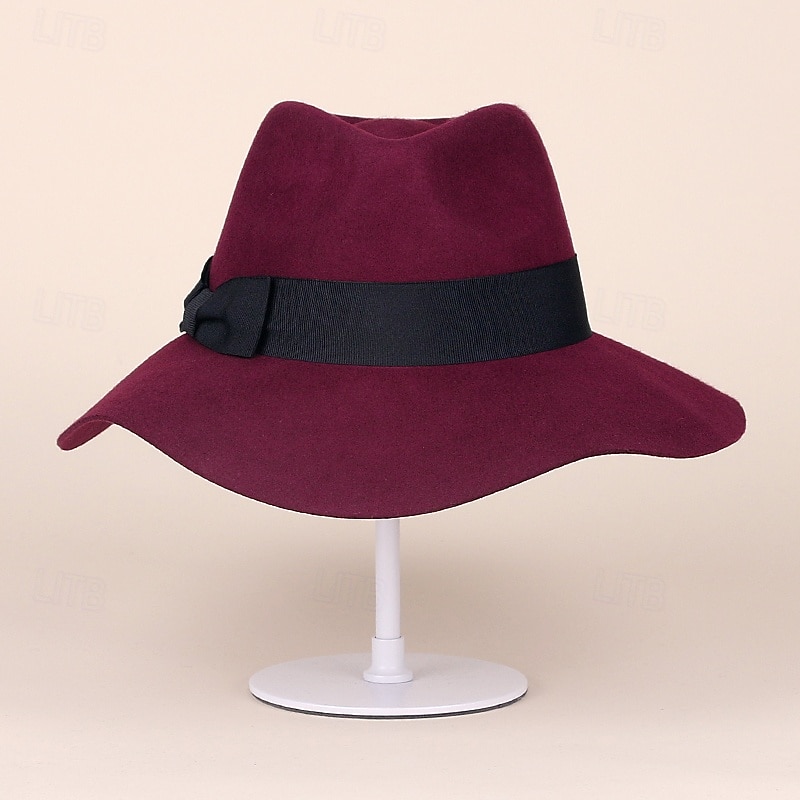 Hatter Ull Fedora Solhatt Avslappet Ferie Retro Rød Klassisk Britisk Med Ren Farge Tvinning Hodeplagg Hodeplagg 2025 - $19.99 –P7