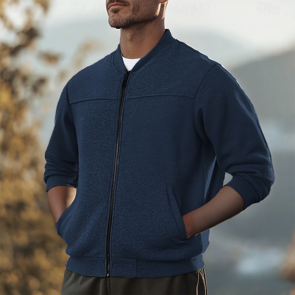 Hombre Sudadera Sudadera con cremallera Sudadera con cremallera completa Negro Rojo Azul Marino Azul Piscina Gris Oscuro Cuello Mao Plano Bolsillo Deporte Diario Festivos Algodón Ropa de calle Básico 2025 - $19.49 –P3