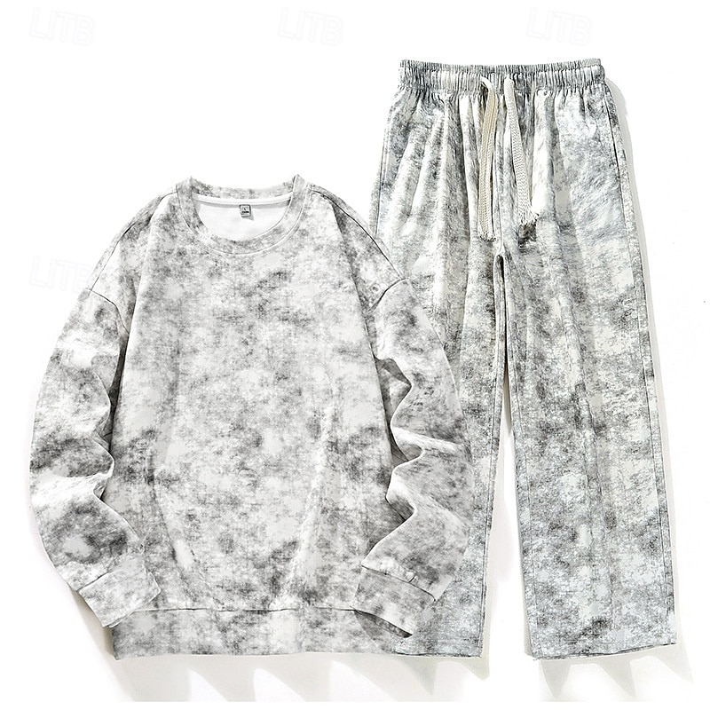 Herren Sweatshirt Trainingsanzug Outfit-Set Rundhalsausschnitt Outdoor Täglich Sport Kordelzug Tasche Druck Schwarz Weiß Rosa Polyester Sportkleidung Mode Streetwear Frühling 2025 - €59.58 –P1