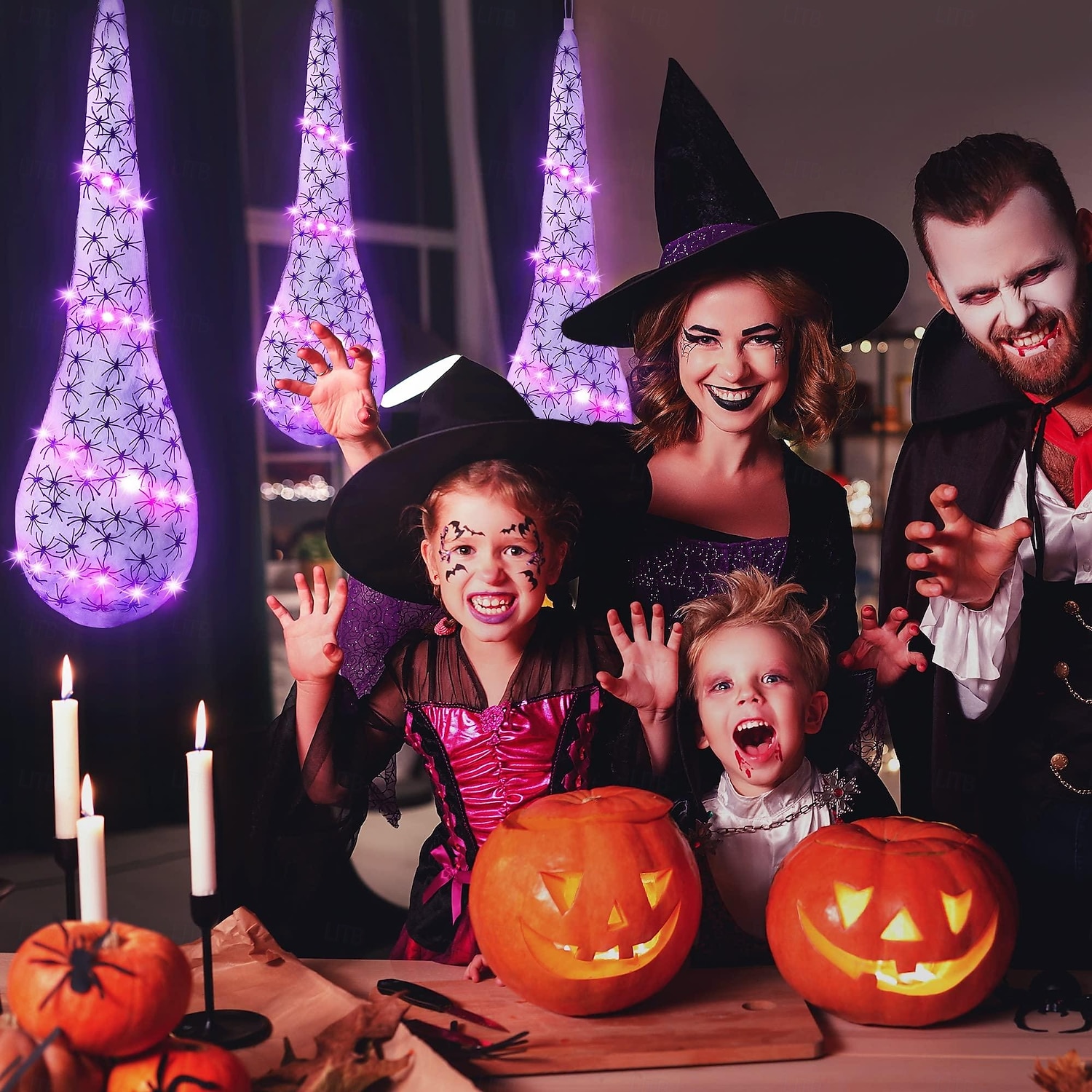 Zestaw 3 wiszących, podświetlanych jajek pająka, dekoracja na Halloween, duże woreczki z pająkiem i pajęczyną na Halloween z lampkami solarnymi, rekwizyty w kształcie pająka na imprezę Halloween w pomieszczeniach i na zewnątrz 2025 - $15.99 –P6