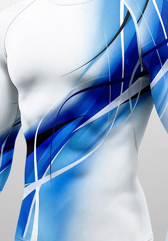 Муж. Компрессионная футболка Футболка для бега 3D печать Длинный рукав Основной слой Весна Осень Градиент цвета Быстровысыхающий Сжатие видеоизображений Для тренировки Power Flex Влагоотводящие 2026 - $18.99 –P3