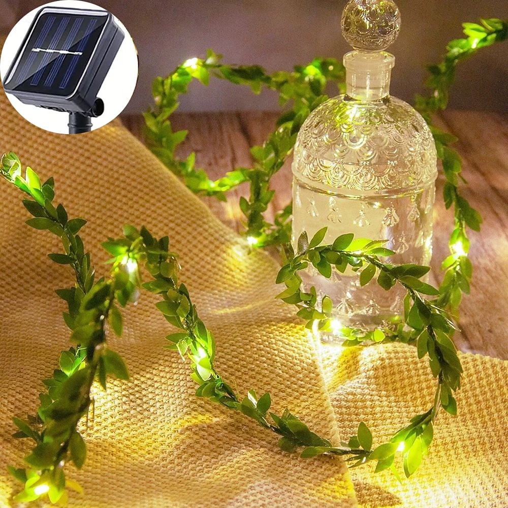 Luci a stringa di edera a LED solari da 5 m, 50 LED, impermeabili, per esterni, 8 modalità, luci artificiali a ghirlanda, luci fatate a forma di foglia verde, per casa, ufficio, camera da letto, del 2025 a $13.49 –P6