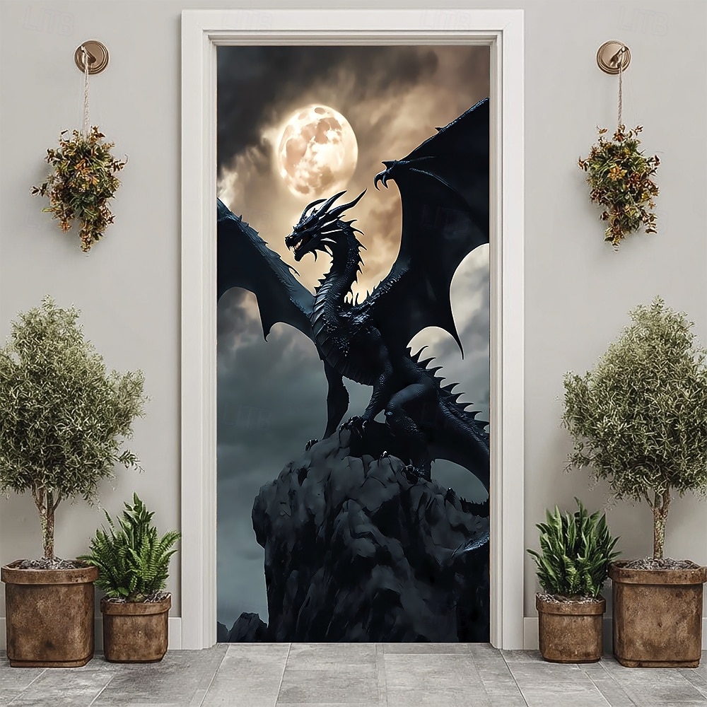 Гобеленовое покрытие для двери, наружные баннеры, дракон, 3D фэнтези, спальня, гостиная, общежитие, комната для подростков, украшения для студенческого общежития, фон для двери 2025 - $16.99 –P6