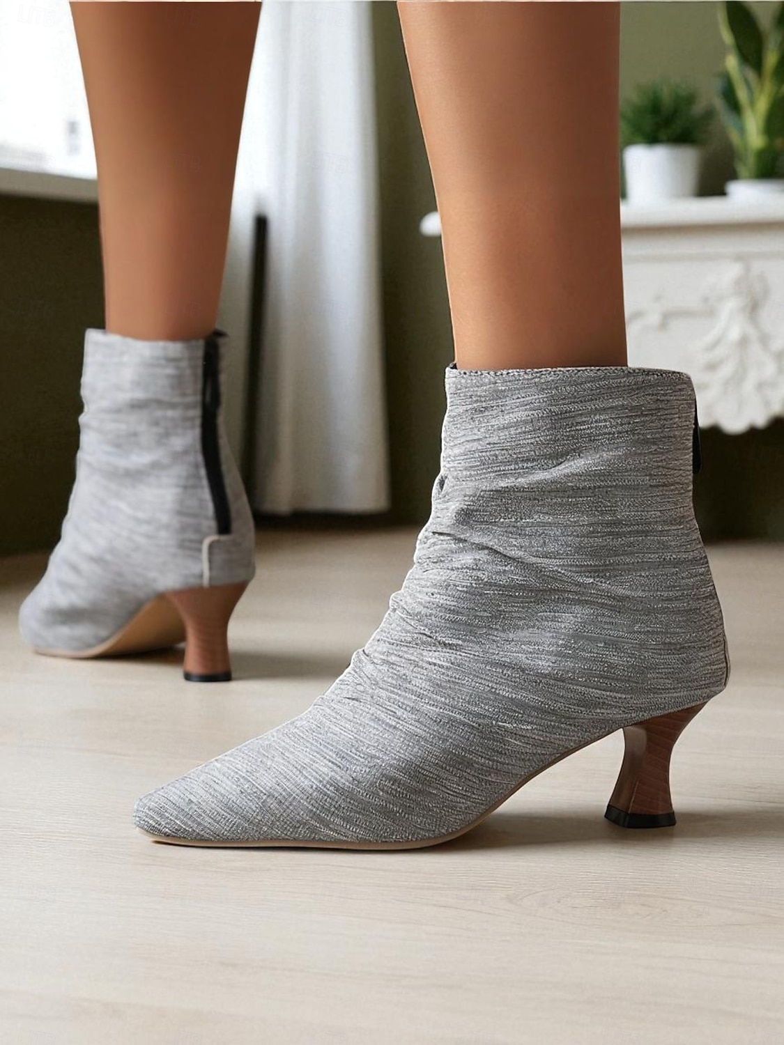 Dámské Boty Slouchy boty Práce Denní Kotníkové boty Booties Zip Nízký tenký Palec do špičky Elegantní Módní Umělá kůže Zip Matná černá Zářivě černý Bordó 2025 - $54.99 –P1