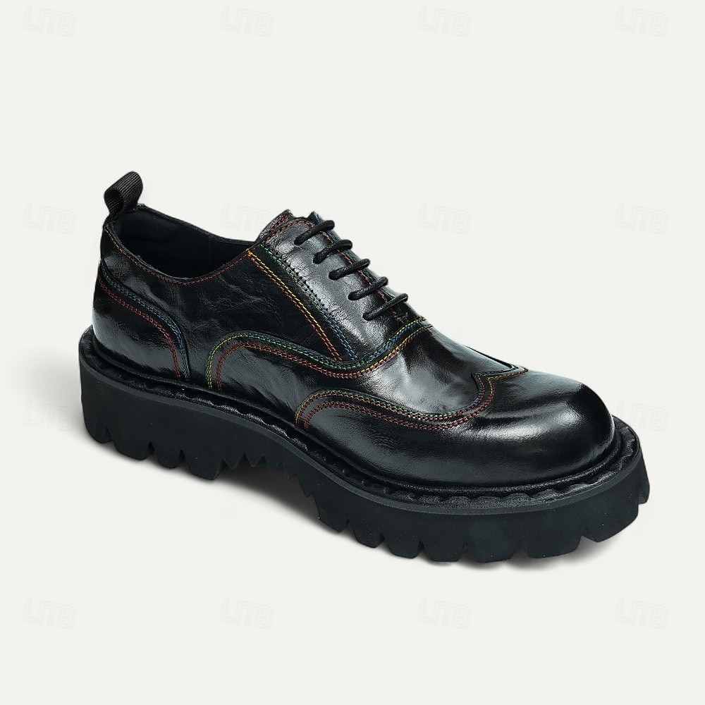 Herresko med burgunderfargede brogues og oxford-sko, klassiske snøresko for kontoret, banketter og spesielle anledninger 2026 - $119.99 –P7