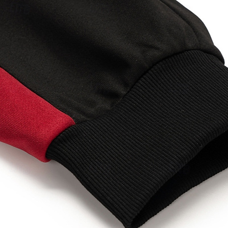 Homens Moletom Conjunto de roupas Colarinho Chinês Ao ar livre Diário Esportes Com Cordão Zip Up Bolsos Bloco de cor Preto Azul Marinha Cinzento Claro Poliéster Roupas Esportivas Moda Roupa de rua de 2025 por $49.99 –P18