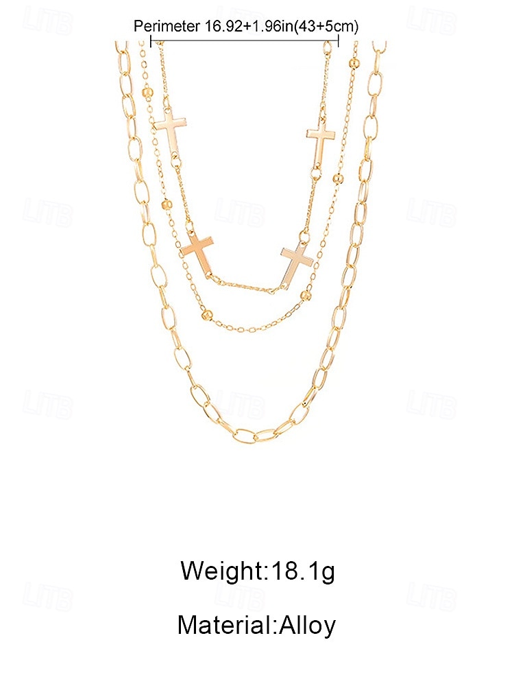 Kerstkruisketting voor dames, gelaagde gouden ketting met parel- en strass-hanger, elegante feestsieraden voor feesten, bruiloften en als cadeau 2026 - $5.99 –P11