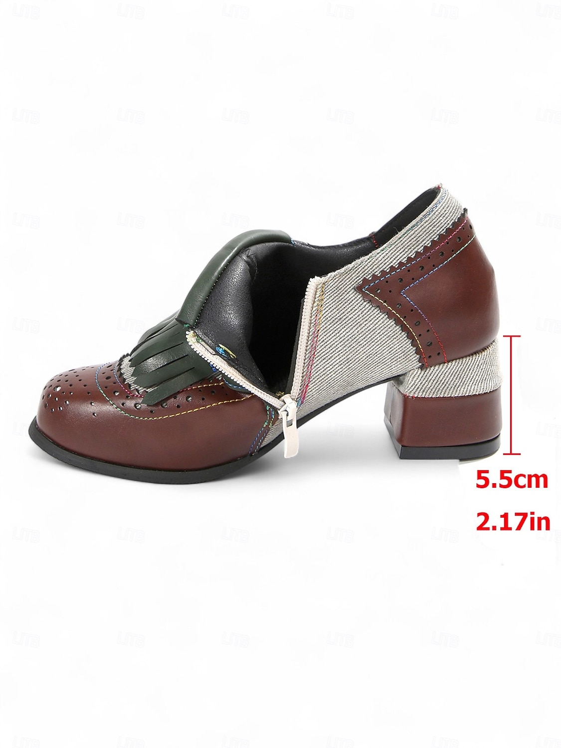 Damen-Oxfords im Retro-Stil der 1950er Jahre mit T-Riemen und Blockabsatz und Fransen, einzigartiges Farbblockdesign für den Freizeit-, Alltags- und Streetstyle. 2026 - $46.99 –P6