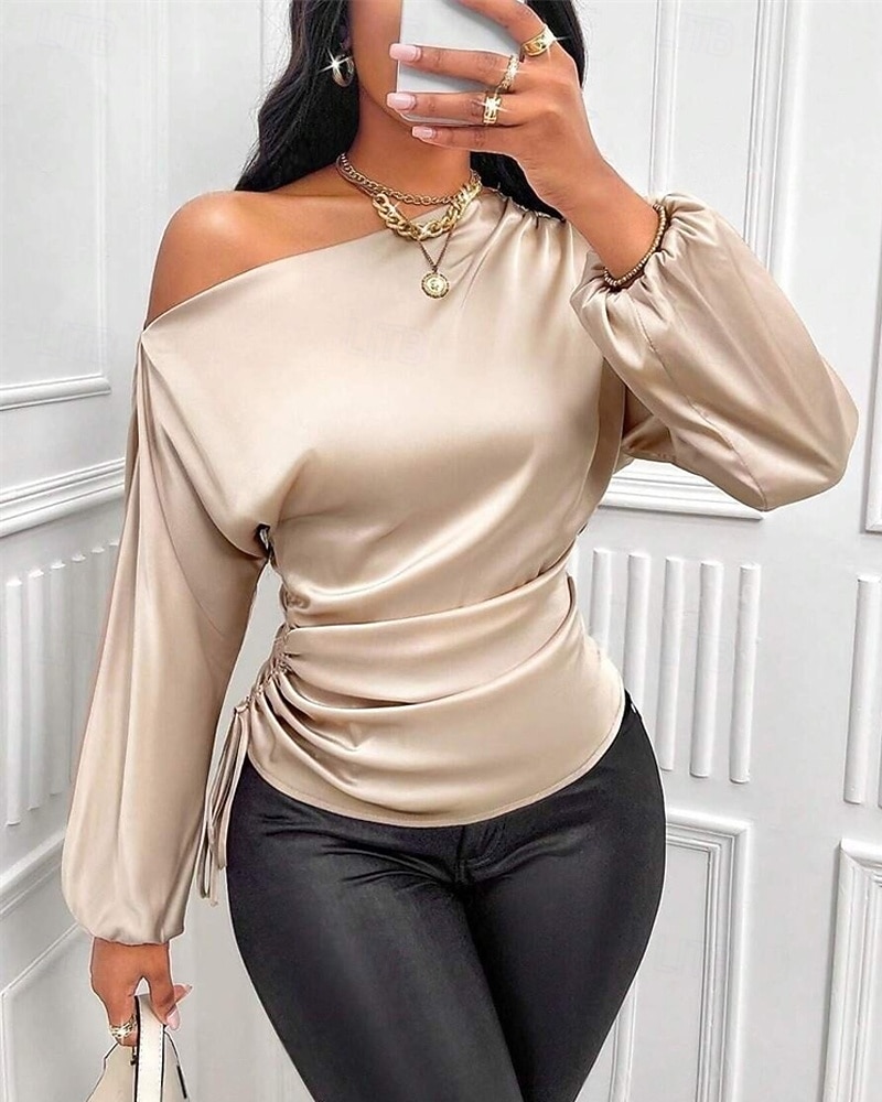 نسائي قميص أنيقة متأنق بقعة سهل أنيق كاجوال كم طويل جفاء قمصان عادية مناسب للبس اليومي مناسب للخارج غير المتماثلة أصفر وردي بلاشيهغ أحمر مشمشي الربيع الخريف 2025 - $23.99 –P1