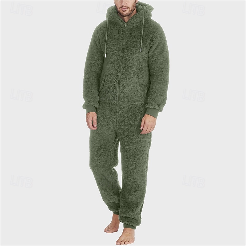 Per uomo Abbigliamento da Casa Bodysuit Pigiami 1 Pezzo Semplice Caldo Moda Elegante Casa Quotidiano Da letto Sherpa Poliestere Calore Termico Comodità Morbido Felpa con Cappuccio Manica Lunga del 2026 a $37.99 –P2