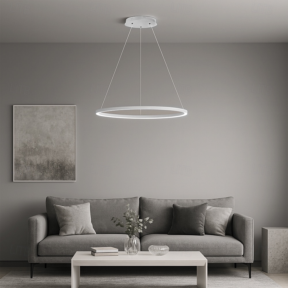 2026年 LED　ペンダント　ライト　40/60/80cm　1ライト　リングサークル　デザイン　調光可能　アルミニウム　塗装仕上げ　豪華　モダン　スタイル　ダイニングルーム　ベッドルーム　ペンダント　ランプ　110-240v　リモコン　調光可能  コレクション – CAD $235.05 –P12