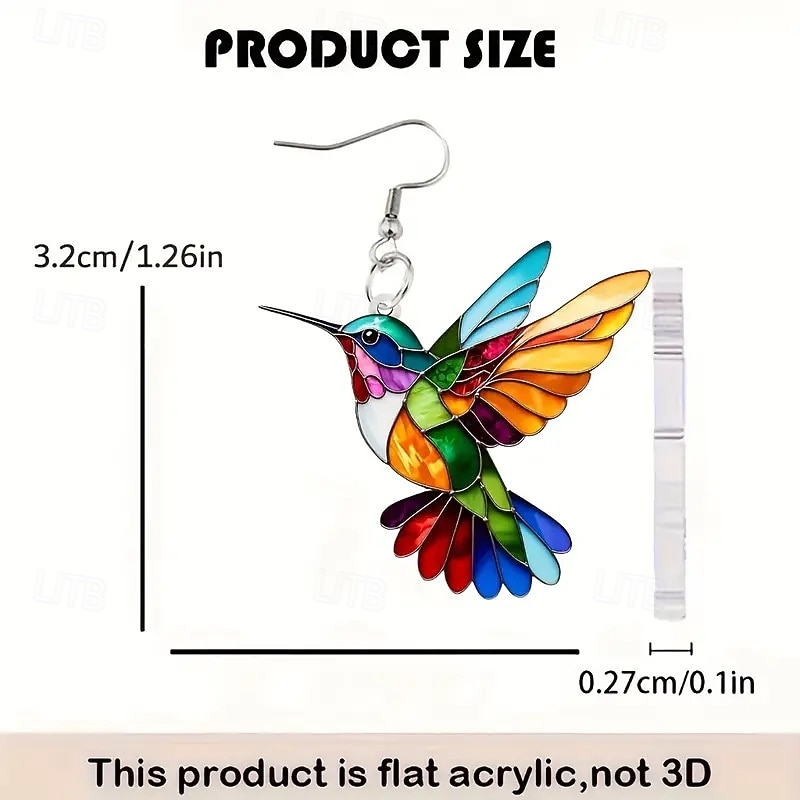 עגילי יונק דבש צבעוניים, עגילי ציפור אקריליים דו-ממדיים, תכשיטי רטרו אופנתיים לנשים, עגילים אופנתיים חדשים לשנת 2024 2026 - $9.99 –P4